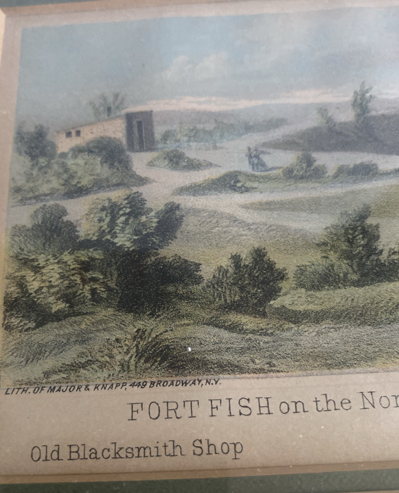VTG Fort Fish on Northside of Central Park Lithograph Print 6.5” X 4.5” 1865