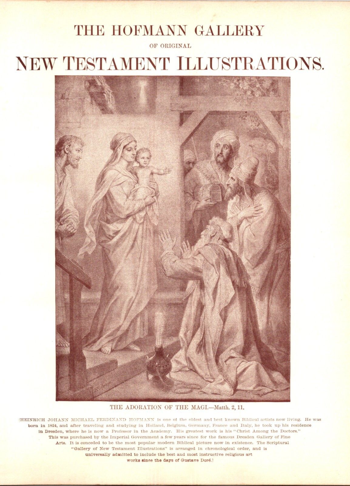 Engraving Hoffman Gallery Illustrations Adoration Magi Flight to Egypt Angels