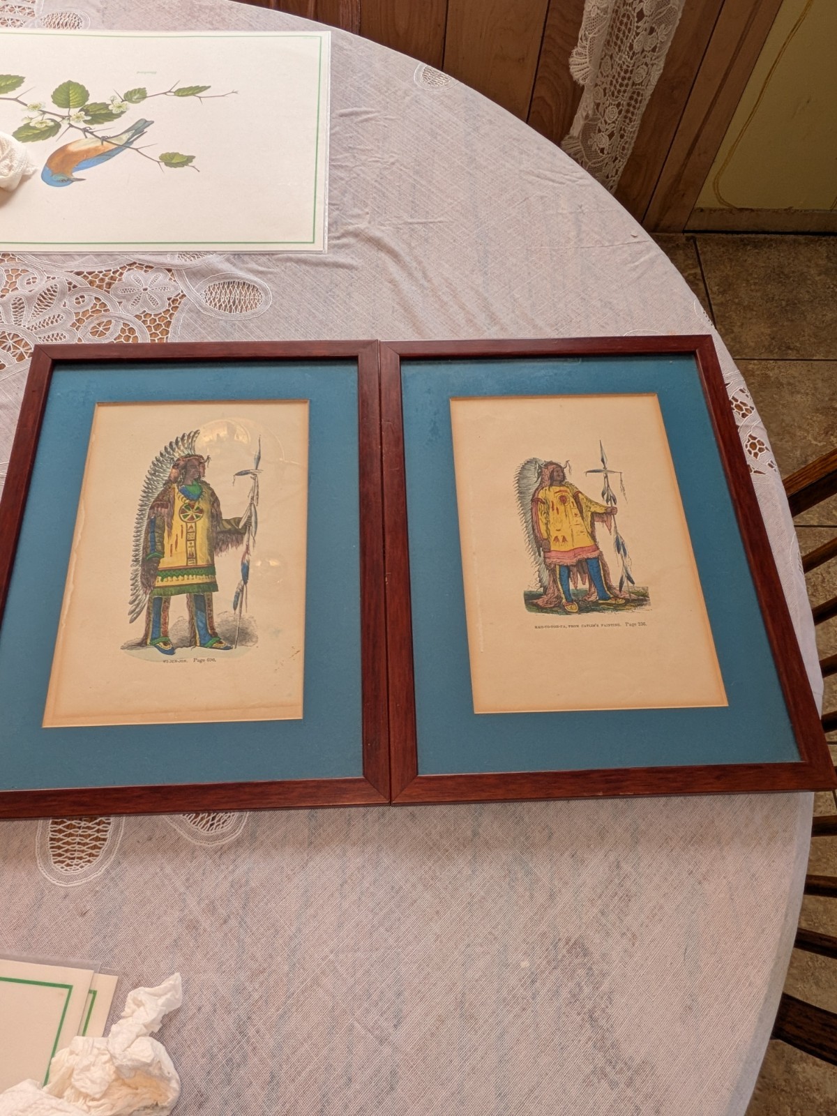 Set Of 2 Framed George Catlin Lithograph, Hand Colored, As Is