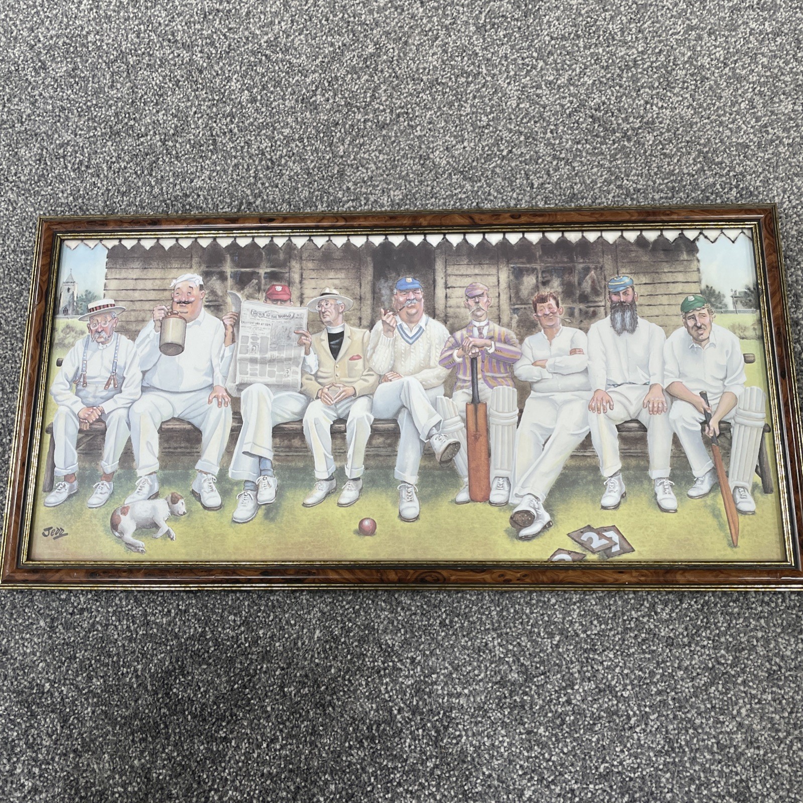 Village Cricket Framed Print 9 Gentlemen In Waiting By Jedd