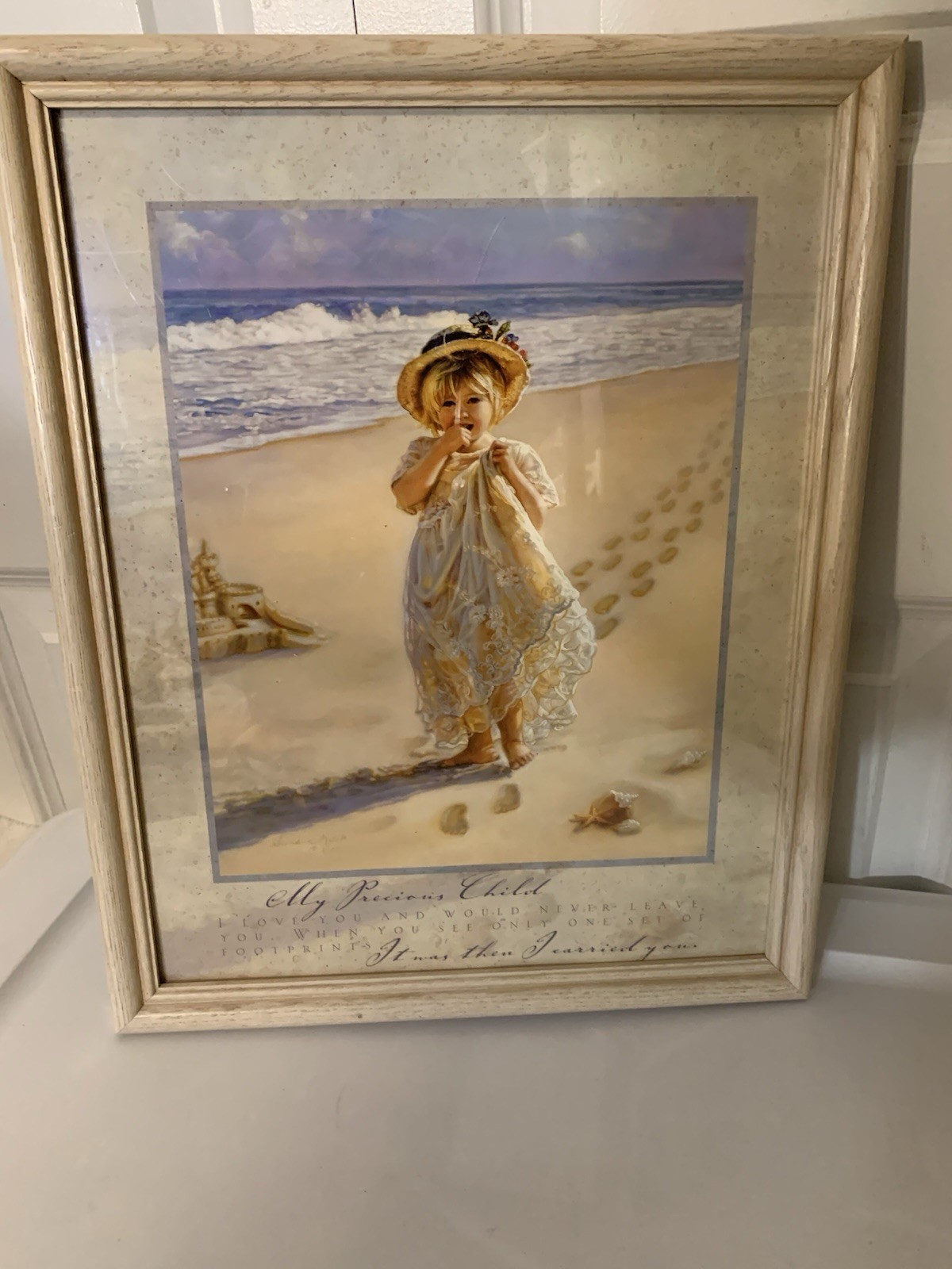 Footprints in the Sand Sandra Kuck Little Girl On Beach Seascape Print 12×16