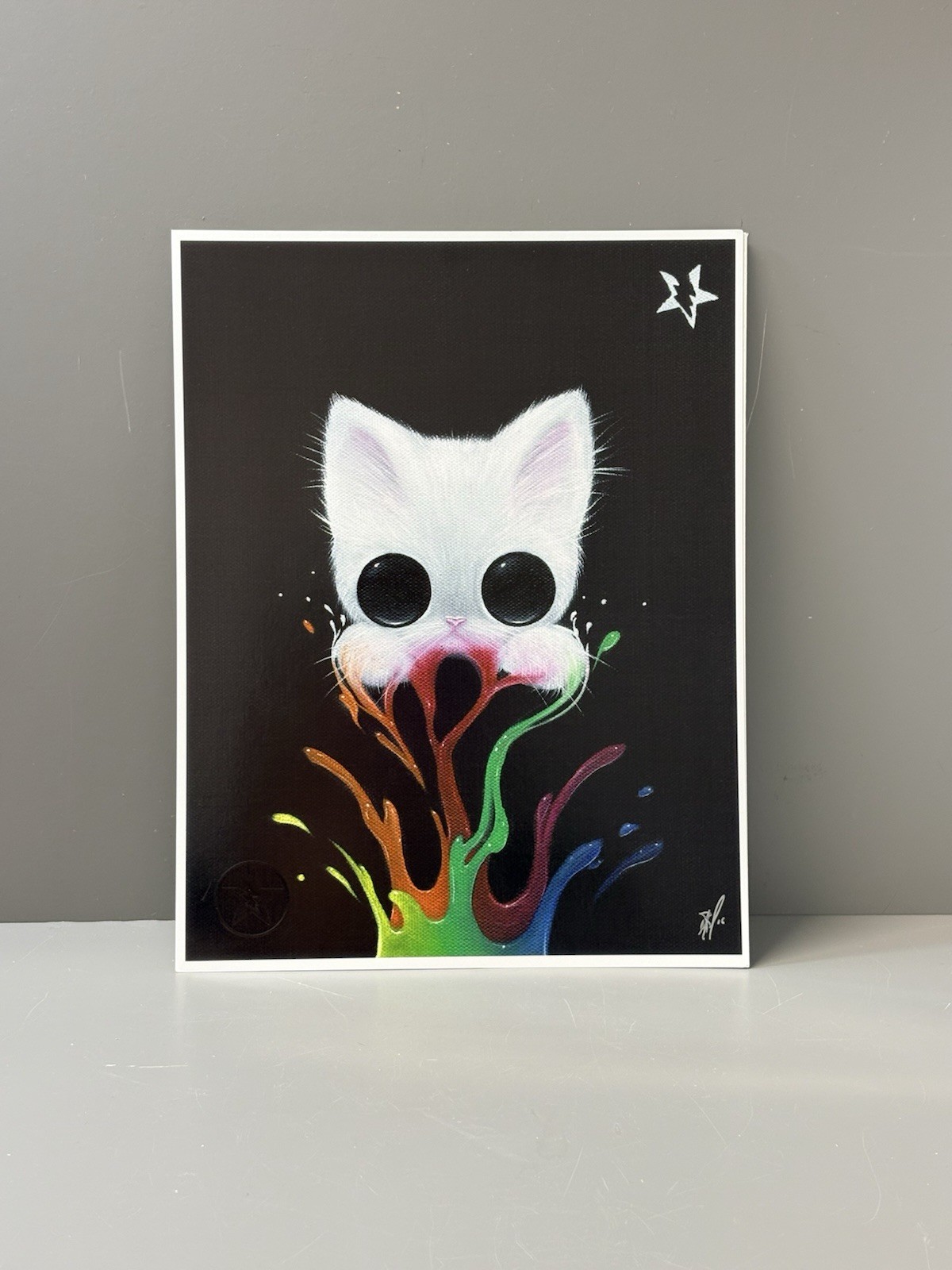 Sugar Fueled by Michael Banks Big Eyed Kitten w/Colors Pop Art 11”x 8.5” Signed