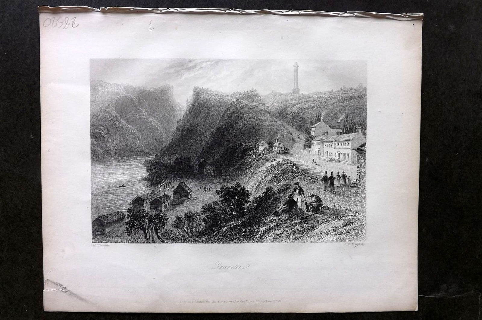 Bartlett Canada 1842 Antique Print. Queenston