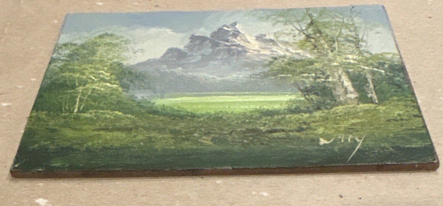 Original hand signed oil painting 5 x 7 inch mounted on board