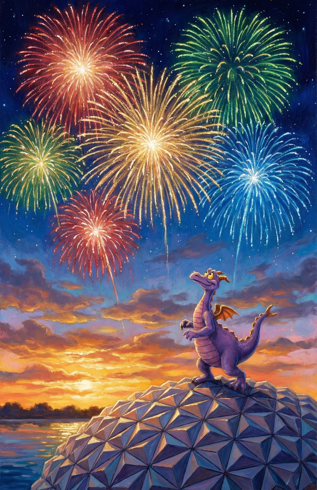 Figment Fireworks Spaceship Earth Poster 12×18 Glossy Print