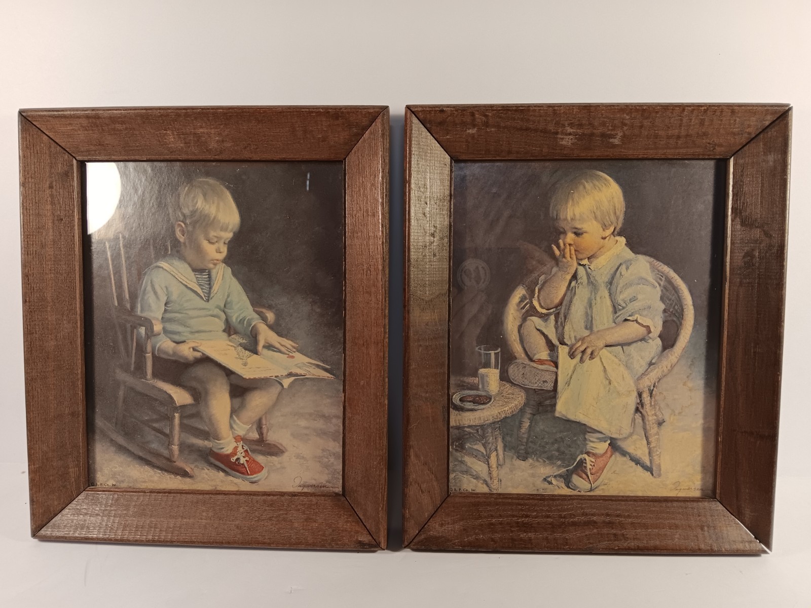 Framed James Ingwersen Art Prints *Gretchen & Gary” Boy Reading Girl Eating