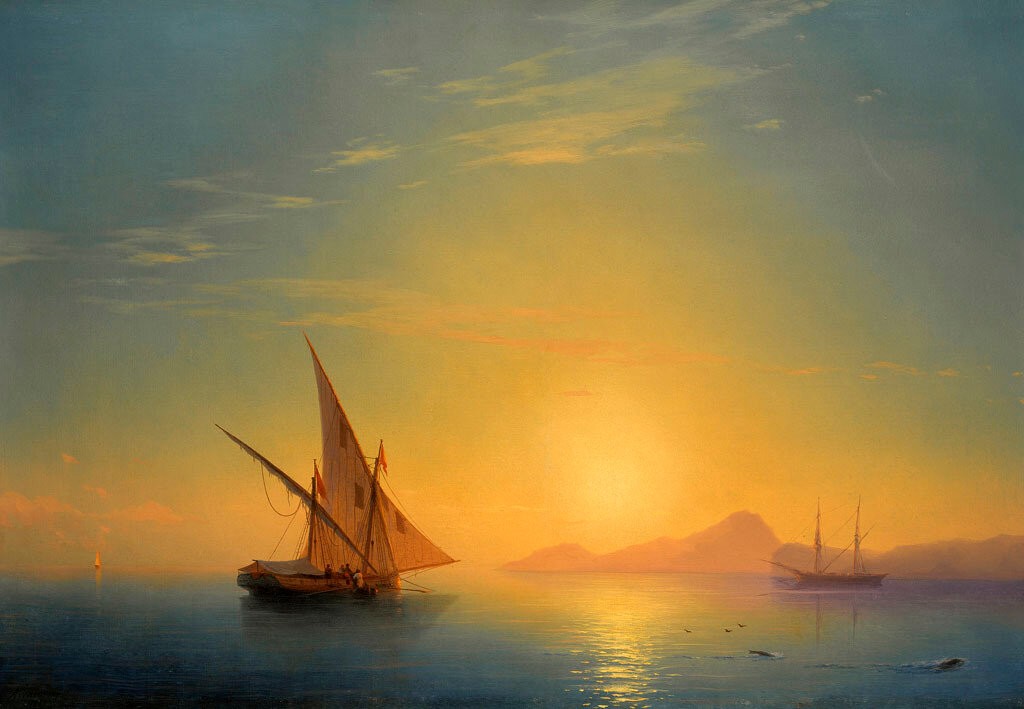 Ivan Aivazovsky Sunset over Ischia 1873 17″x 22″ Archival Art Print