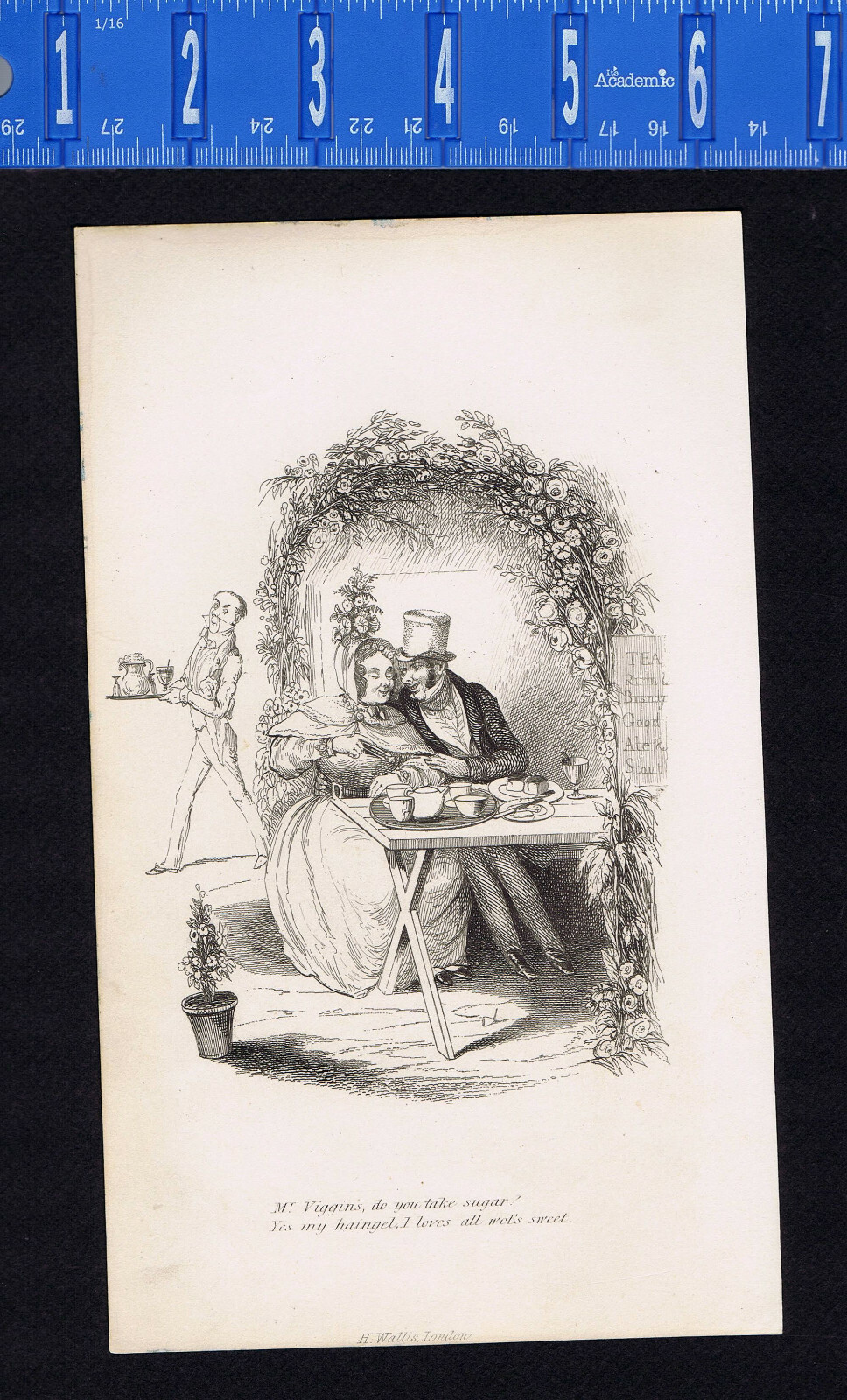 Courtship of Mr. Wiggins, in a Rural Bower, SEYMOUR’S Sketch, 1843 Etching