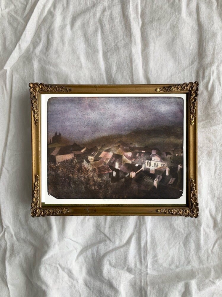 Rare Lithograph by Czech Artist Jana Reinerova “Prague`s Panorama”,2000s