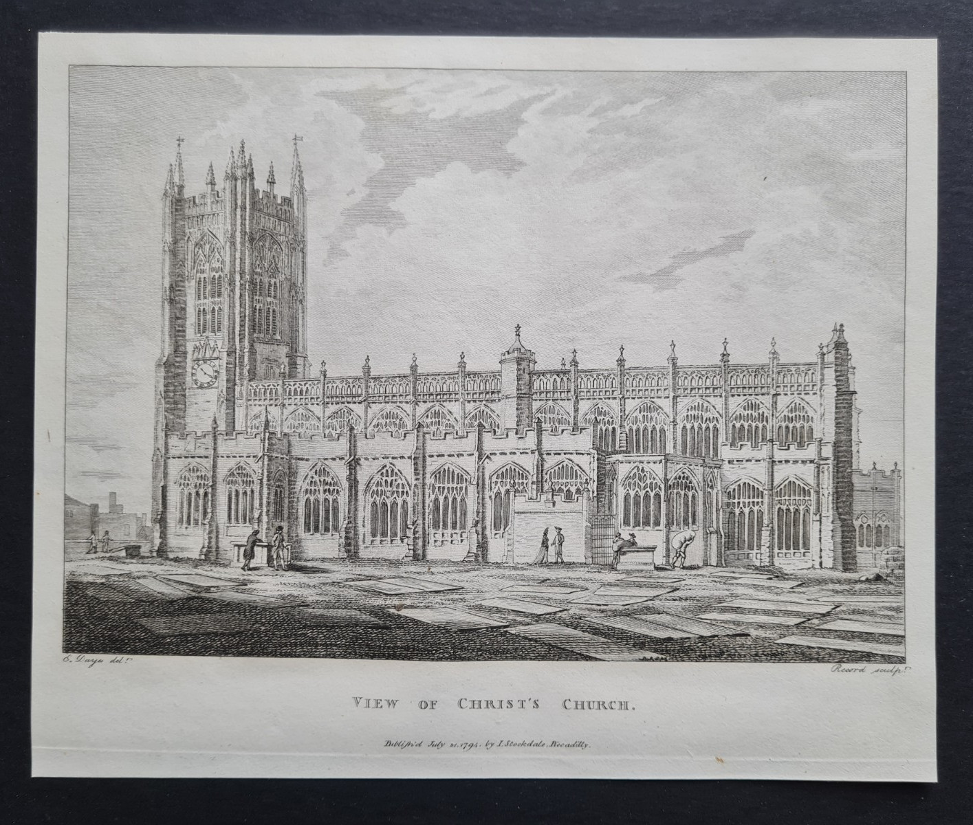 Antique 1794 print – Manchester Cathedral – Christ’s Church – Dayes