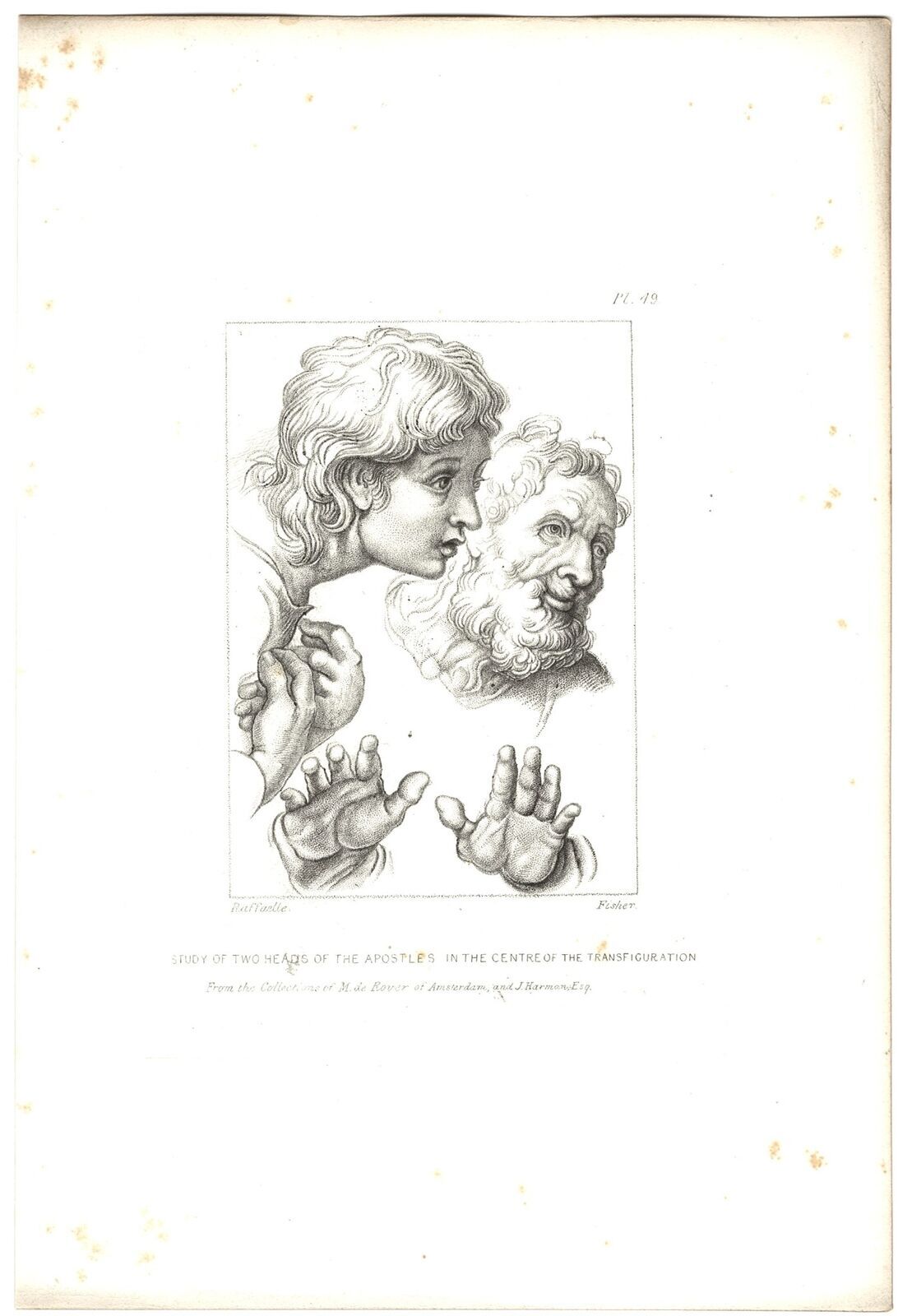 1866 ART PRINT RENAISSANCE MASTER RAPHAEL ETCHING APOSTLES IN TRANSFIGURATION