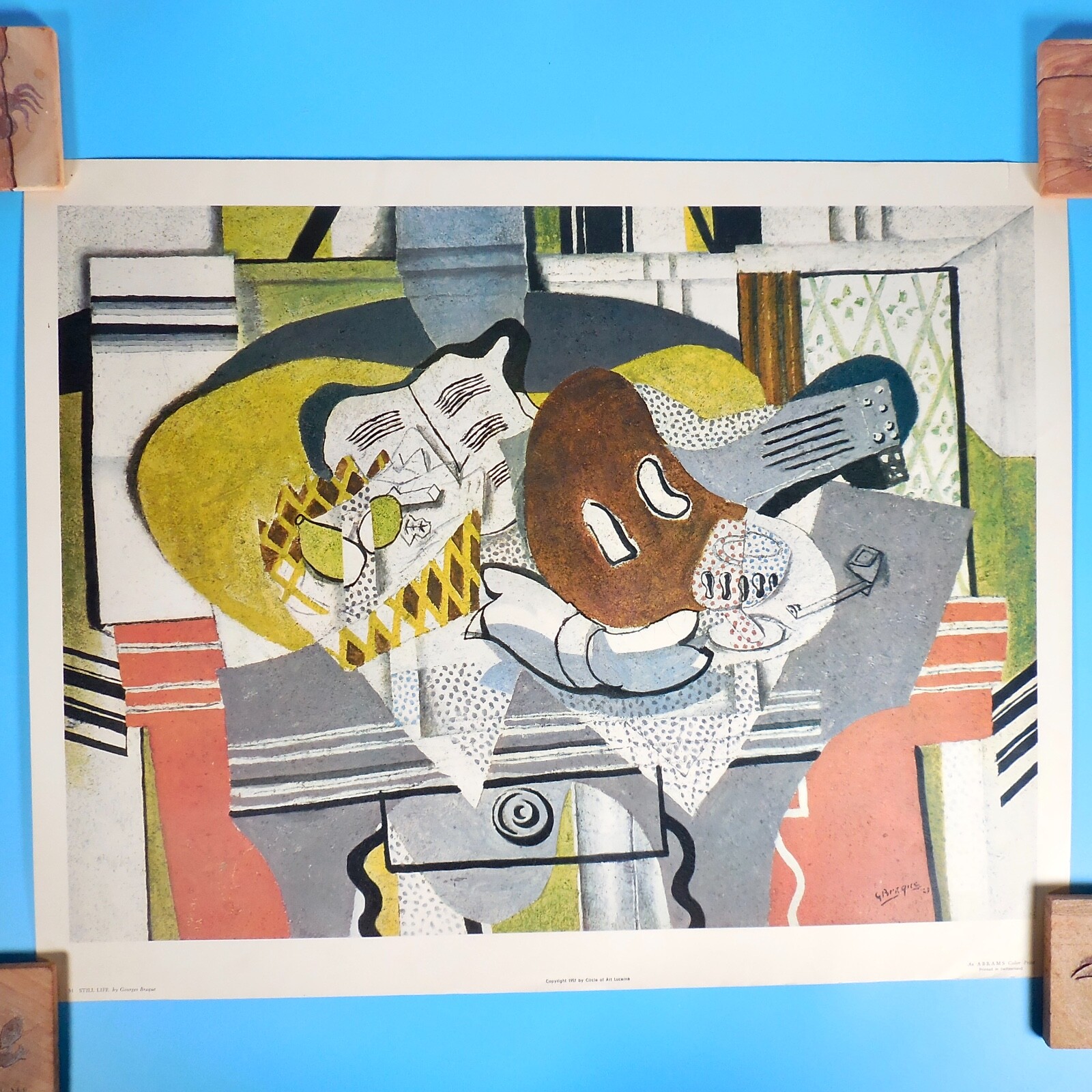Georges Braque 1957 Cubism Print Still Life Mandolin Abrams Color Switzerland
