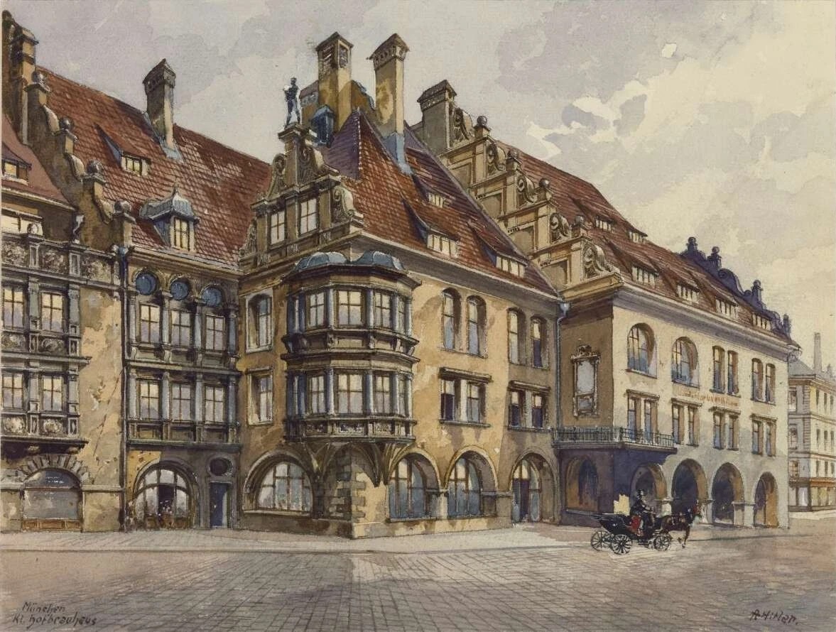 Adolf Hitler – Munich Royal Hofbräuhaus vintage art print antique painting