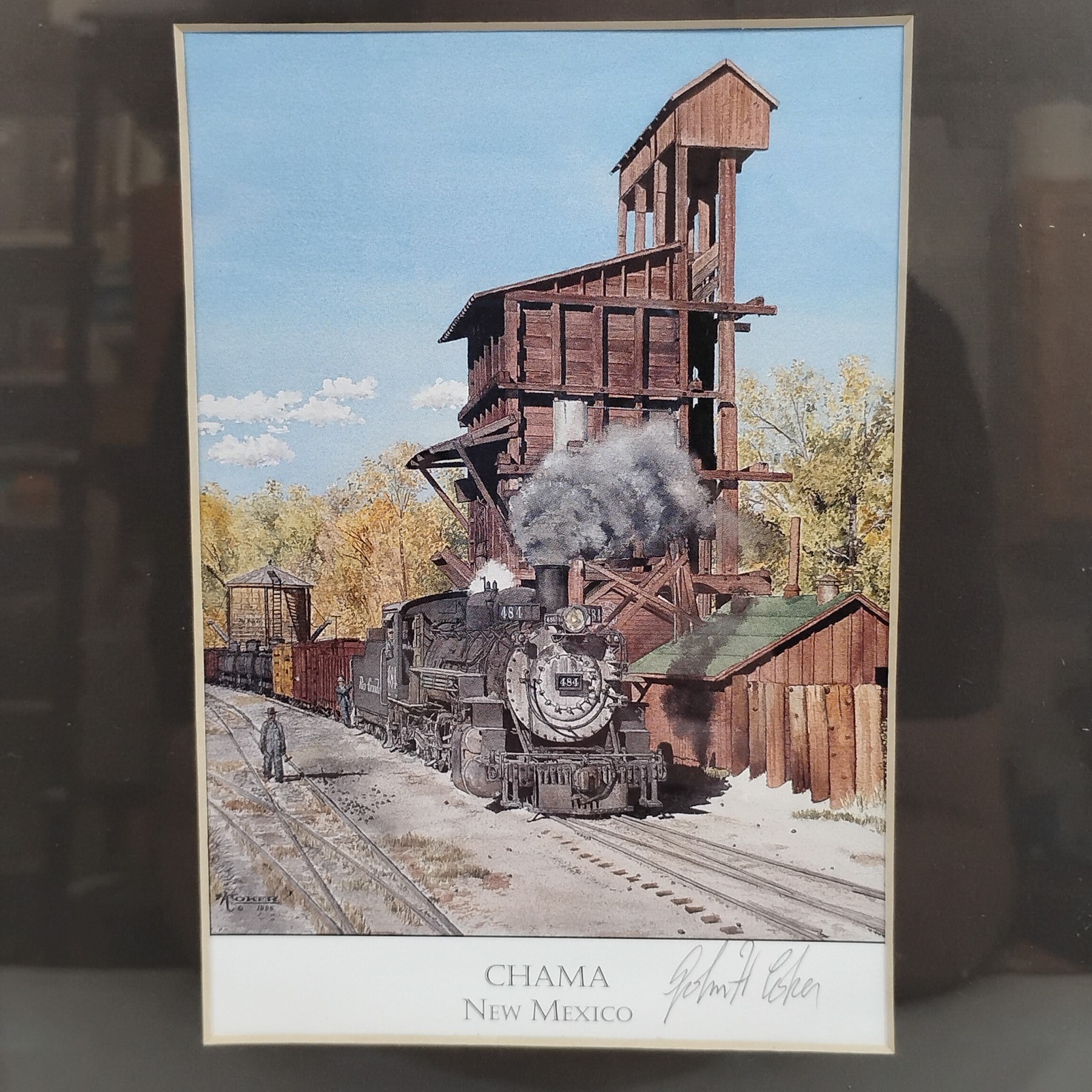 John H. Coker Chama New Mexico D&RGW Steam Train Art Print Framed Signed