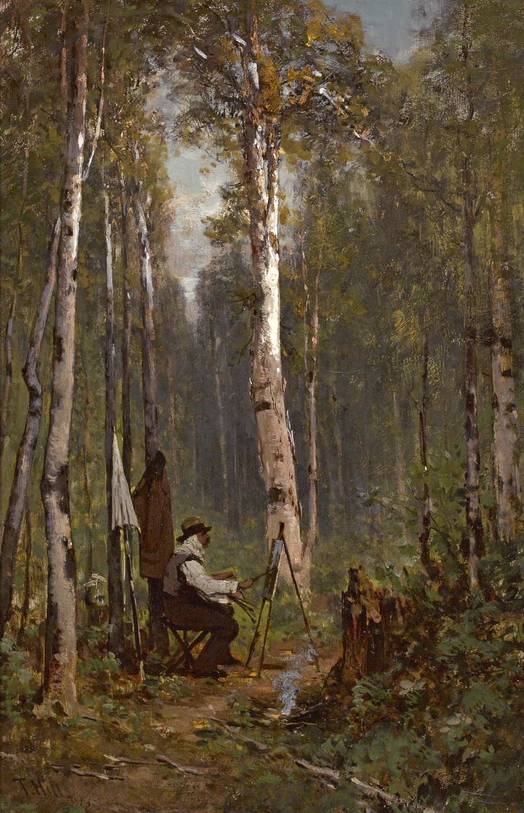 Thomas Hill Artist at His Easel in the Woods 1908 17″x 22″ Archival Art Print
