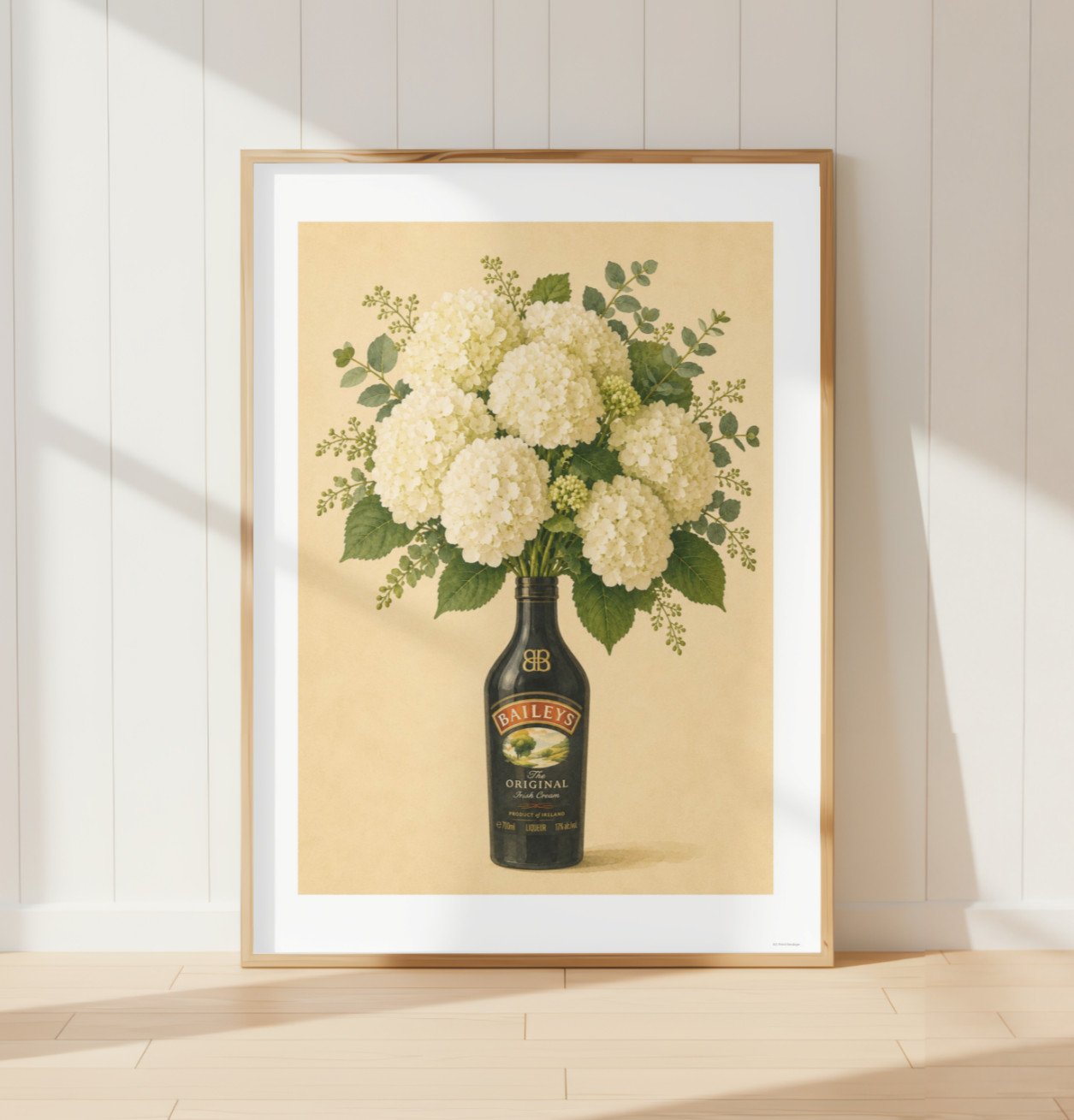 Baileys Hydrangea Print Vintage Kitchen Wall Art Cream Floral Botanical Decor