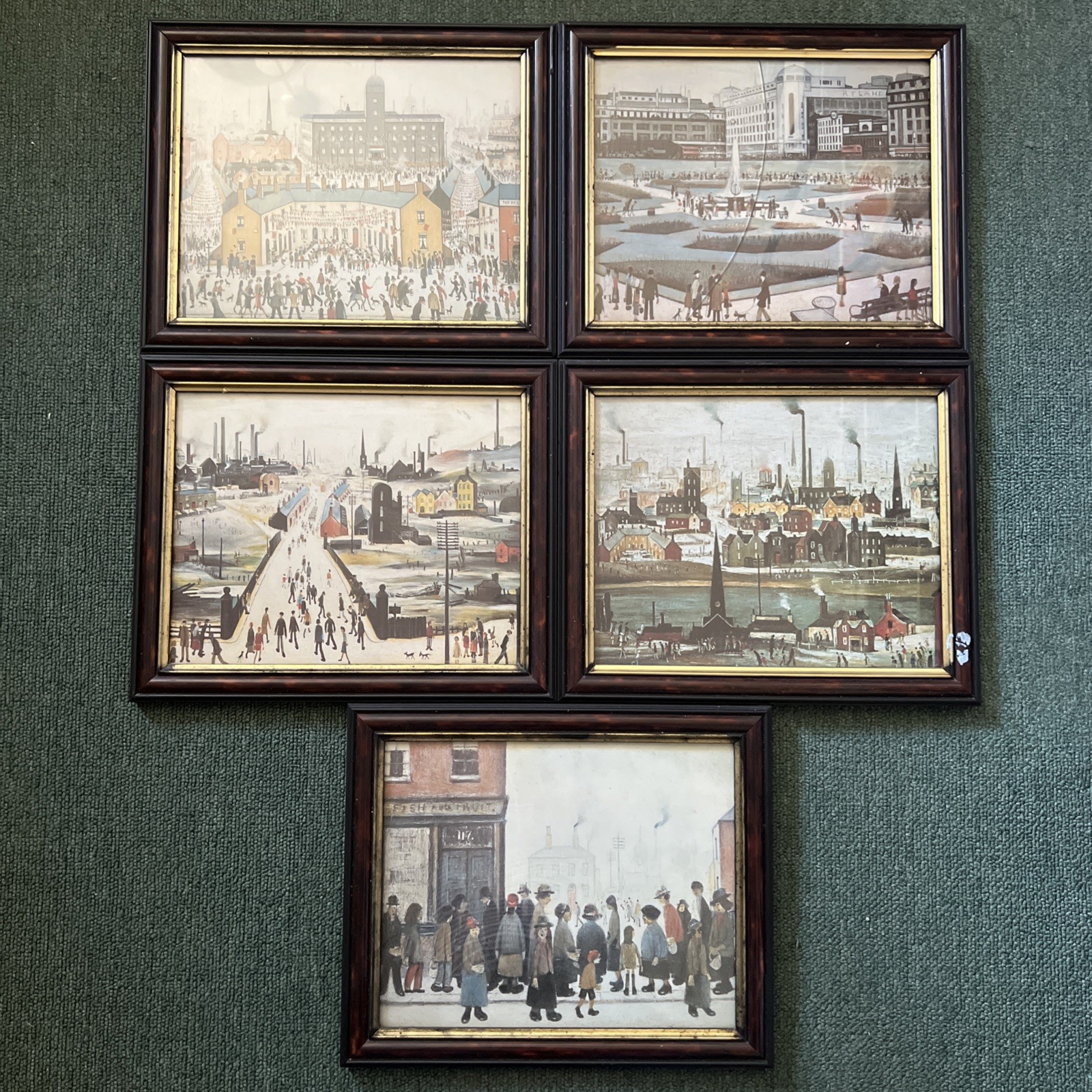 5 L.S Lowry 24cm x 29cm Framed Print Art Vintage Bundle Collection