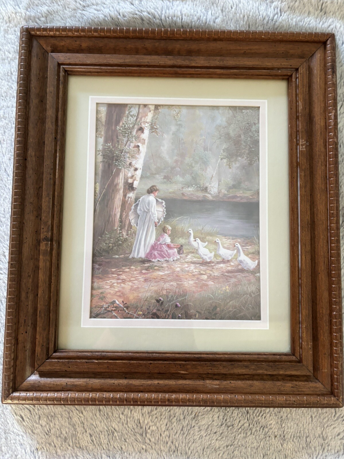 Thru God’s Grace Feeding the Geese Bettie Felder picture 15x13in
