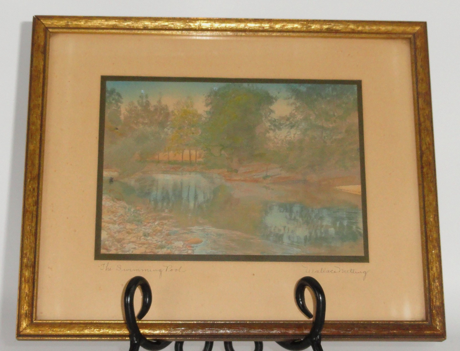Framed Wallace Nutting Print ~ The Swimming Pool ~ Signed 8.75” x 10.75”