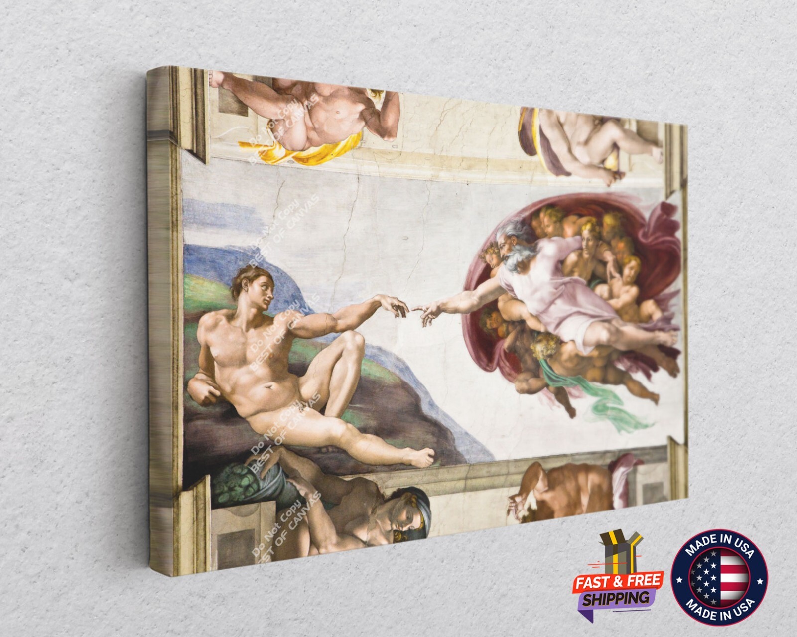 The Creation of Adam Michelangelo Reproduction Canvas Print Wall Art