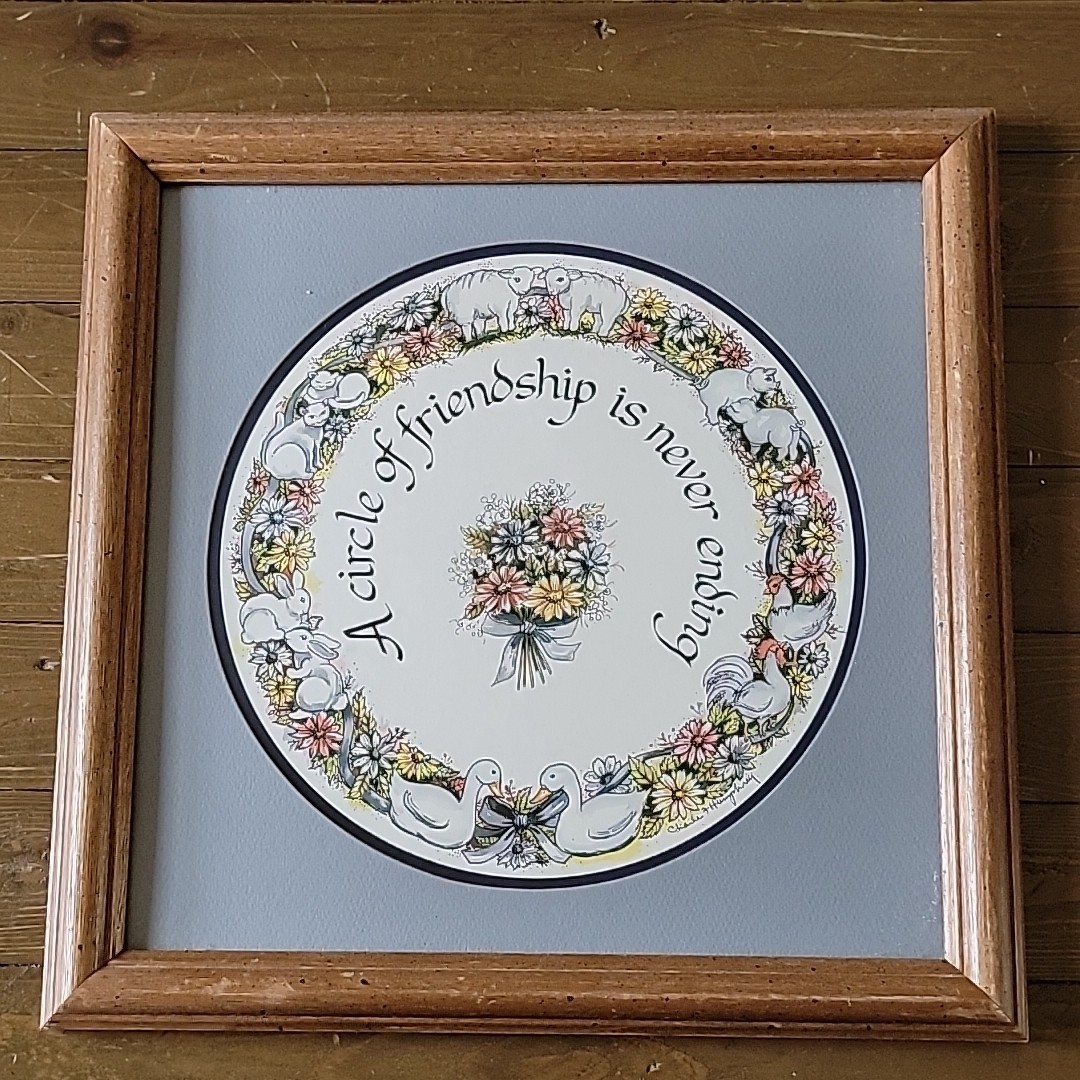 VTG Circle of Friendship Framed Art Print By Charles F Humphrey Floral Nature