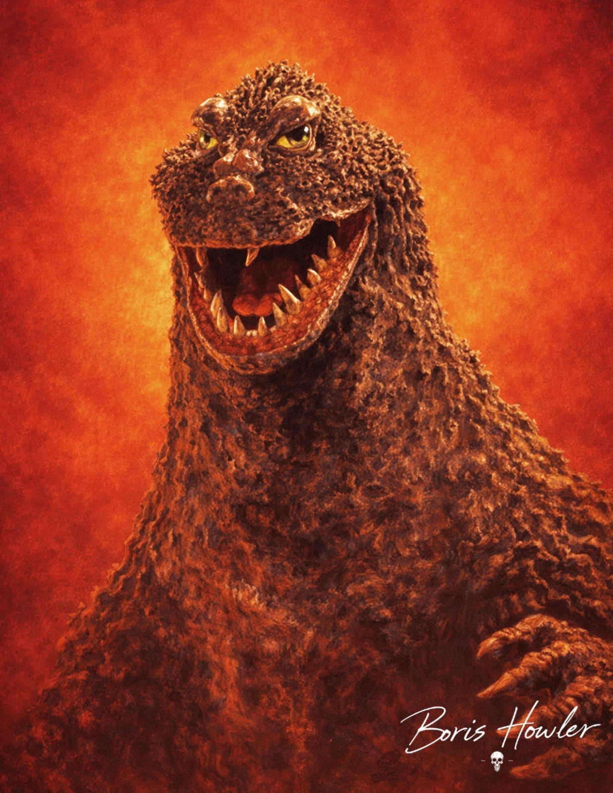 Boris Howler GODZILLA 1962 8.5X11 Art Print SIGNED Cult Classic KAIJU