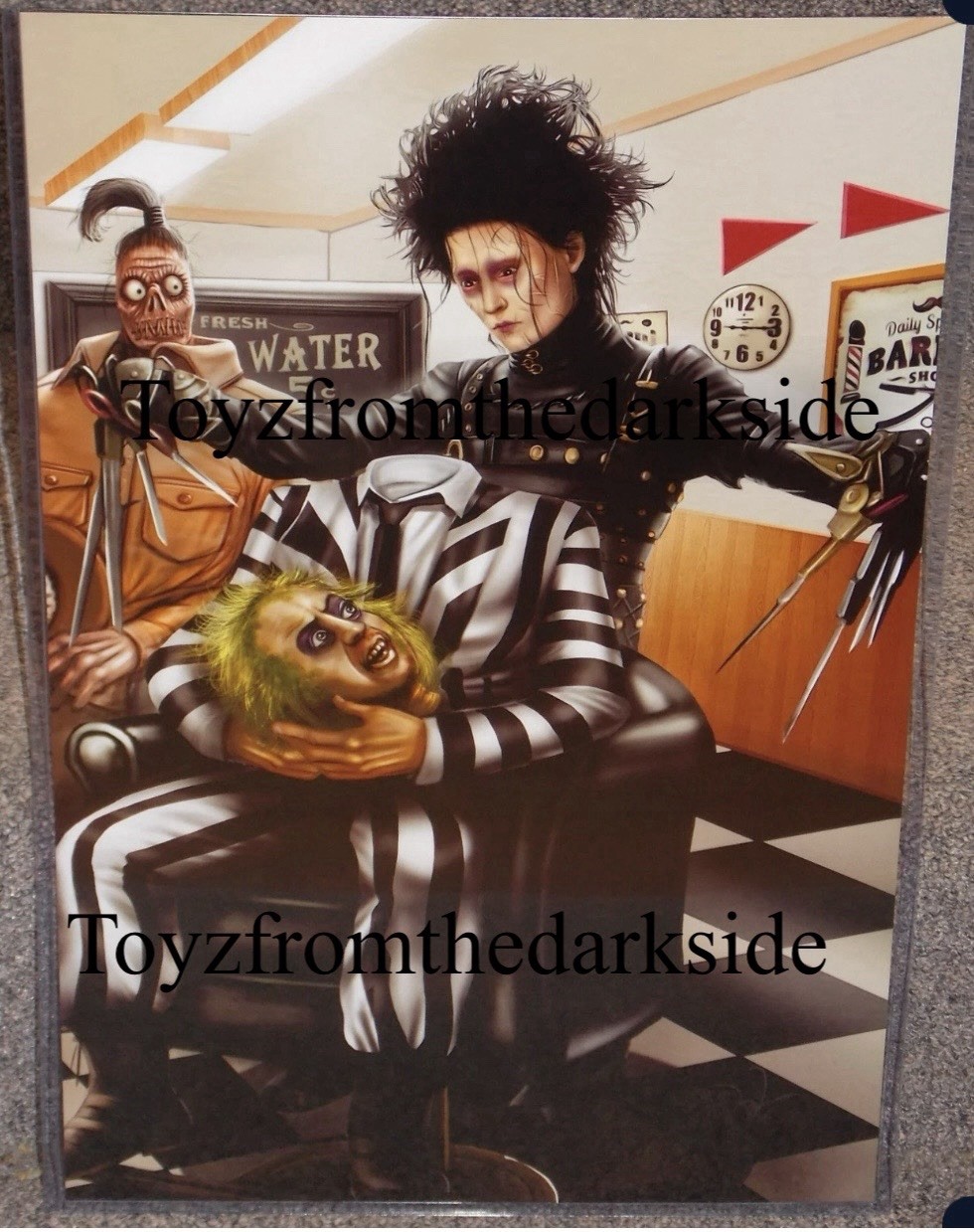 Edward Scissorhands & Beetlejuice Glossy Print 11 x 17 In Hard Plastic Sleeve