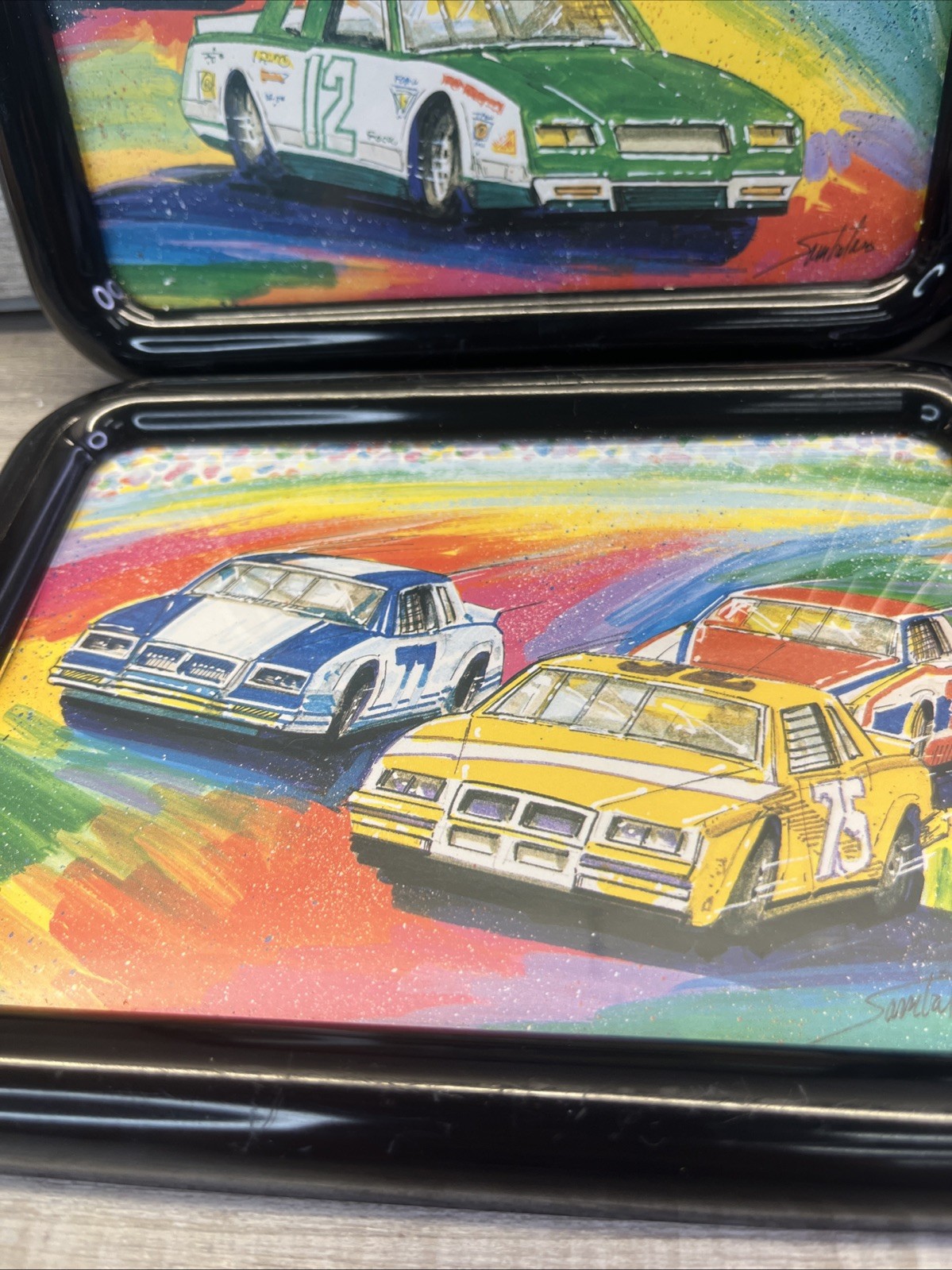 Home Interiors Vintage Race Car Wall Art Prints Signed Race Car Framed Set of 4