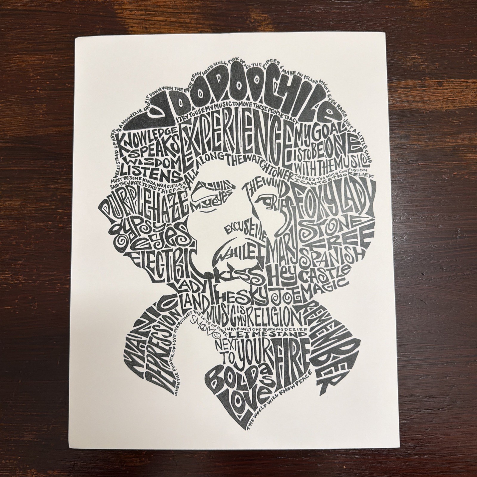 Jimi Hendrix Typographical Famous Text Quotation Photo Art Picture Framed