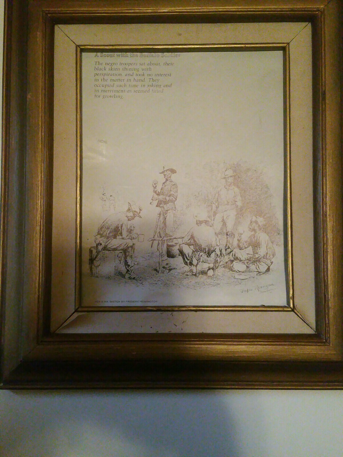 A Scout with the Buffalo Soldiers Camp Print By Frederick Remington Framed MLM