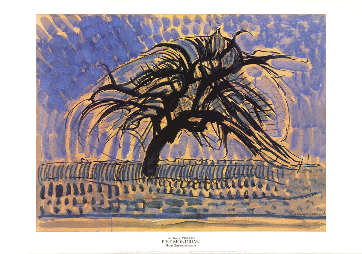 PIET MONDRIAN Blue Tree, 1996 Exhibition Offset Lithograph Art Print 27.5 x 39.5