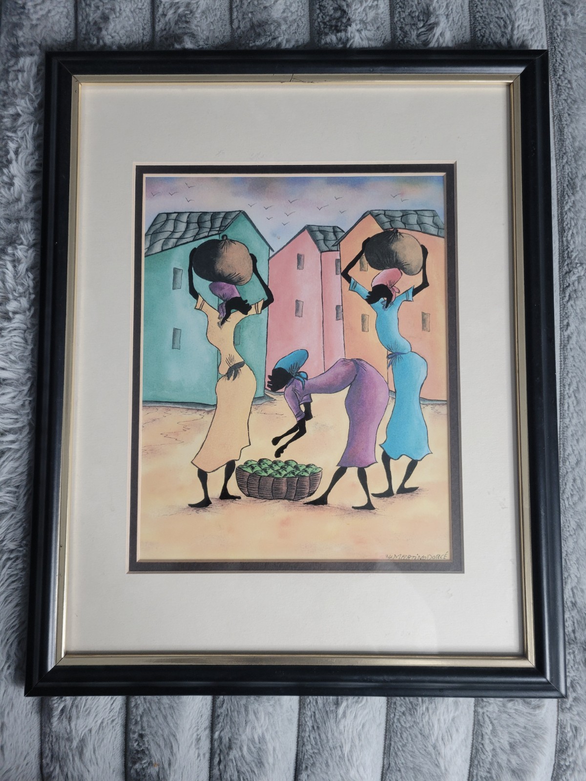 Baffour African Art Framed Print Women Figures Community Life Portrait