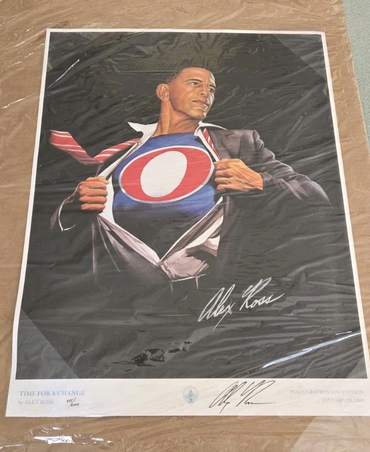 Alex Ross SIGNED NUMBERED 855/2009 PRINT Barack Obama Superman Time For A Change