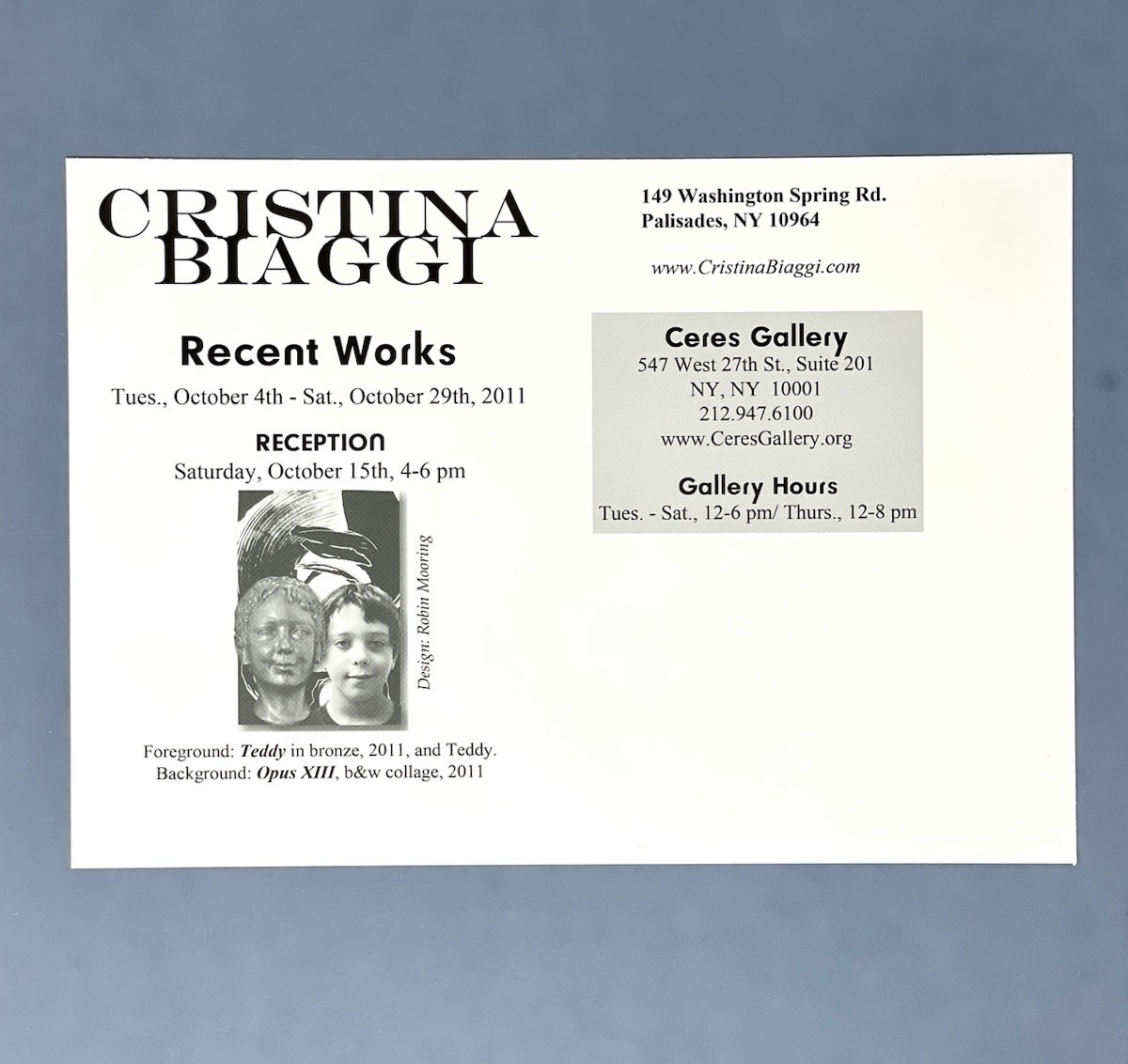 Cristina Biaggi Art Show Announcement Card 2011 Recent Works Ceres Gallery NYC