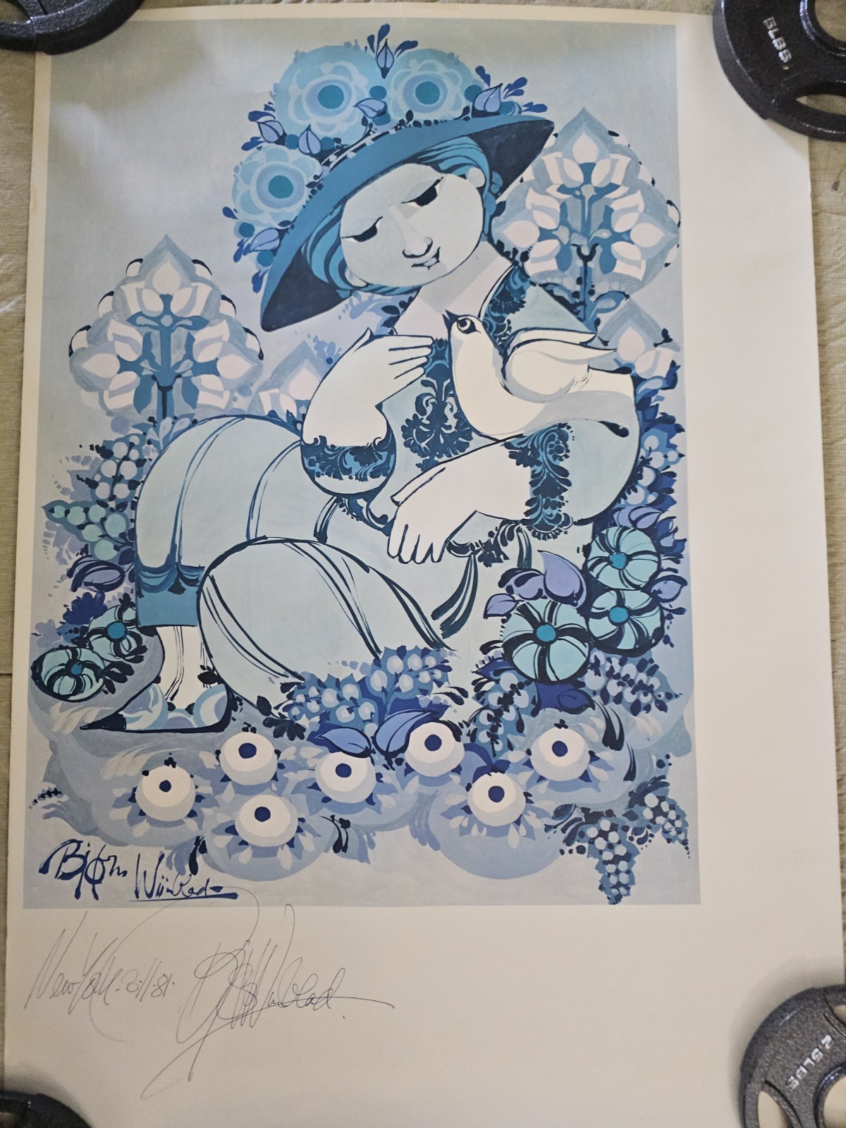 Vintage Bjørn Wiinblad Signed Poster Print – Danish Modern Scandinavian Art