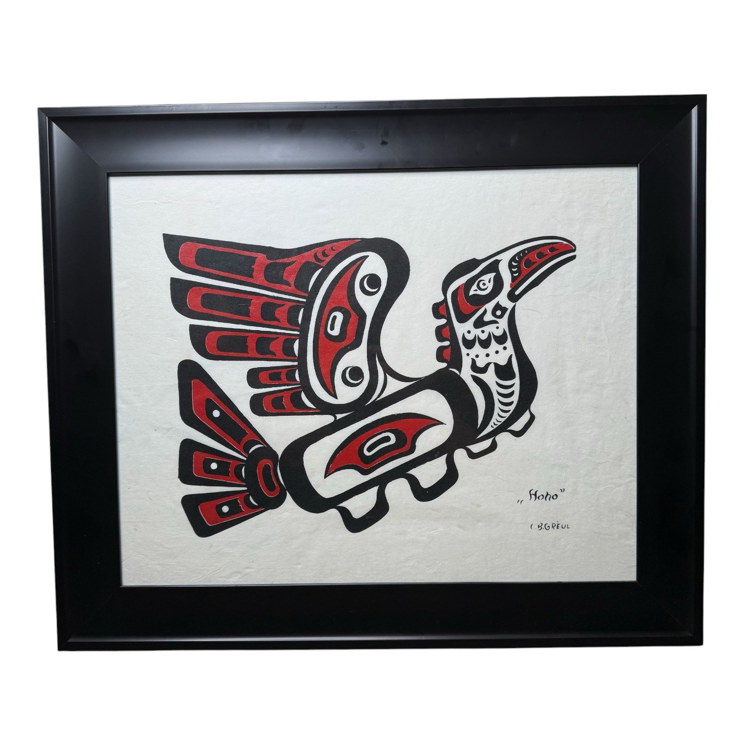 Vintage CB Greul Hoho Thunderbird Serigraph Framed Northwest Coast MCM