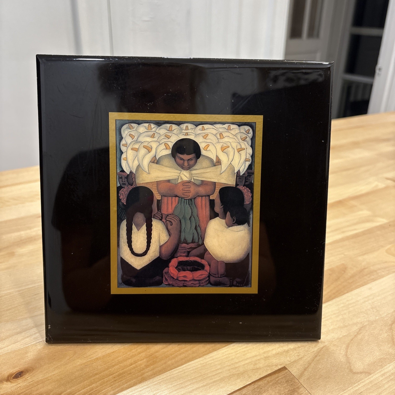 Flower Day (Día de las Flores) Calla Lilies by Diego Rivera 1925 sitting plaque