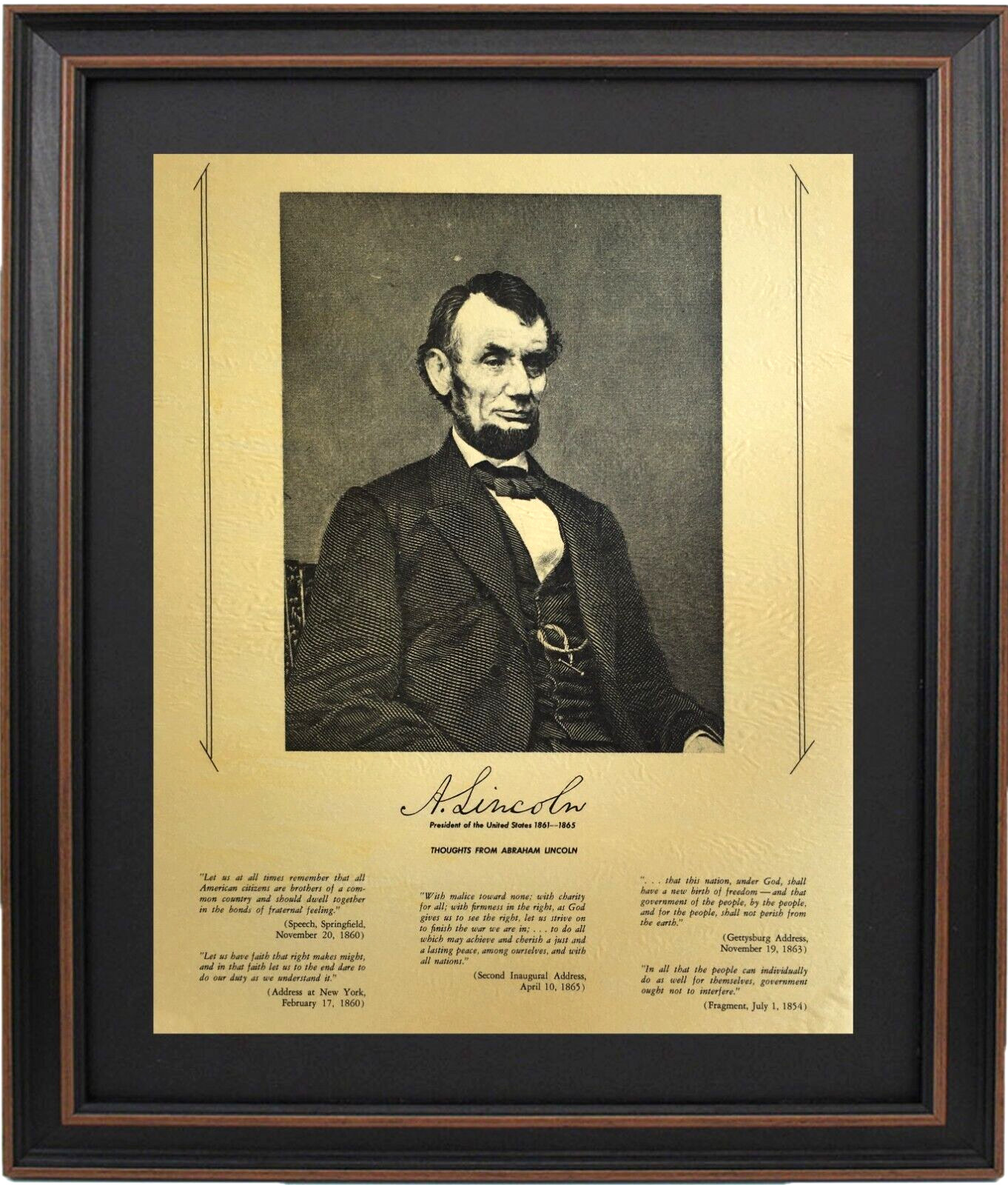 Framed Abraham Lincoln Portrait & Quotes by Patriot Gear Company™