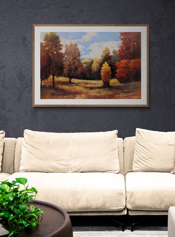 24 x 36 inches Lithograph print of Purple Mountain Landscape by Kanayo Ede