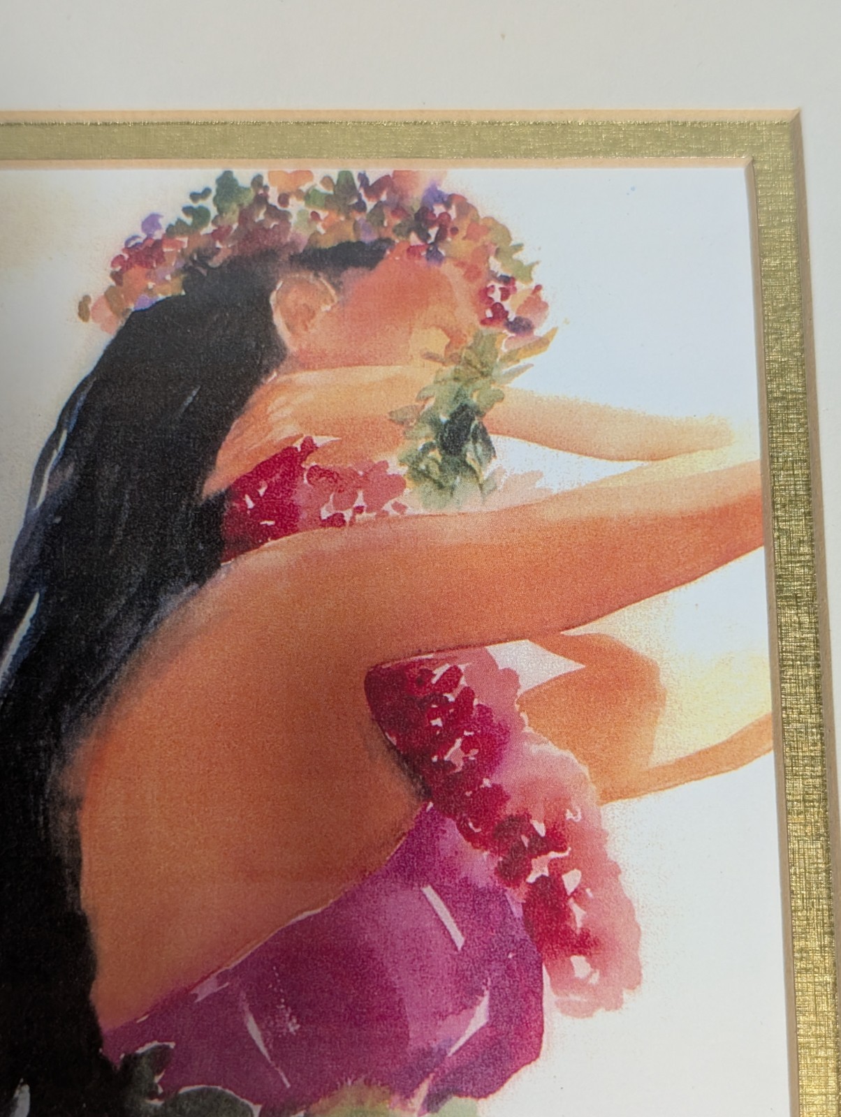 Hawaiian Dancer Girl Framed Wall Art 9.25×11.25 Vibrant Colors