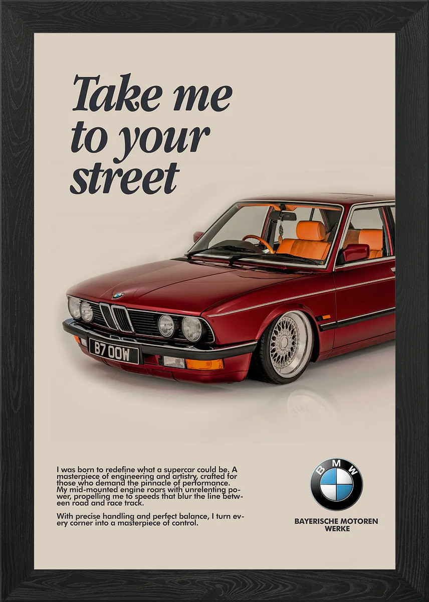 BMW E28 Classic Framed Wall Art Poster Canvas Print Picture