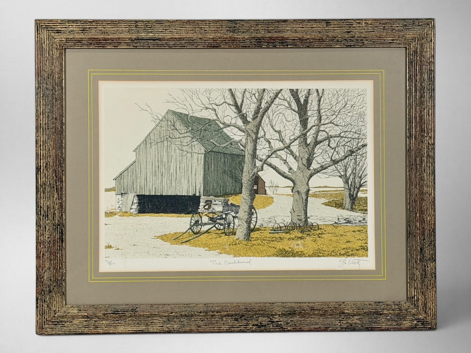 Carol Collette Buckboard Hand Colored Original Etching Signed 151/500 Framed
