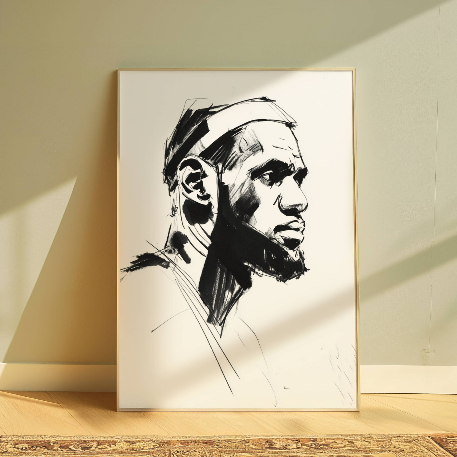 LEBRON JAMES INK DRAWING PRINT PORTRAIT SKETCH 8″ x 10″ LOS ANGELES LAKERS