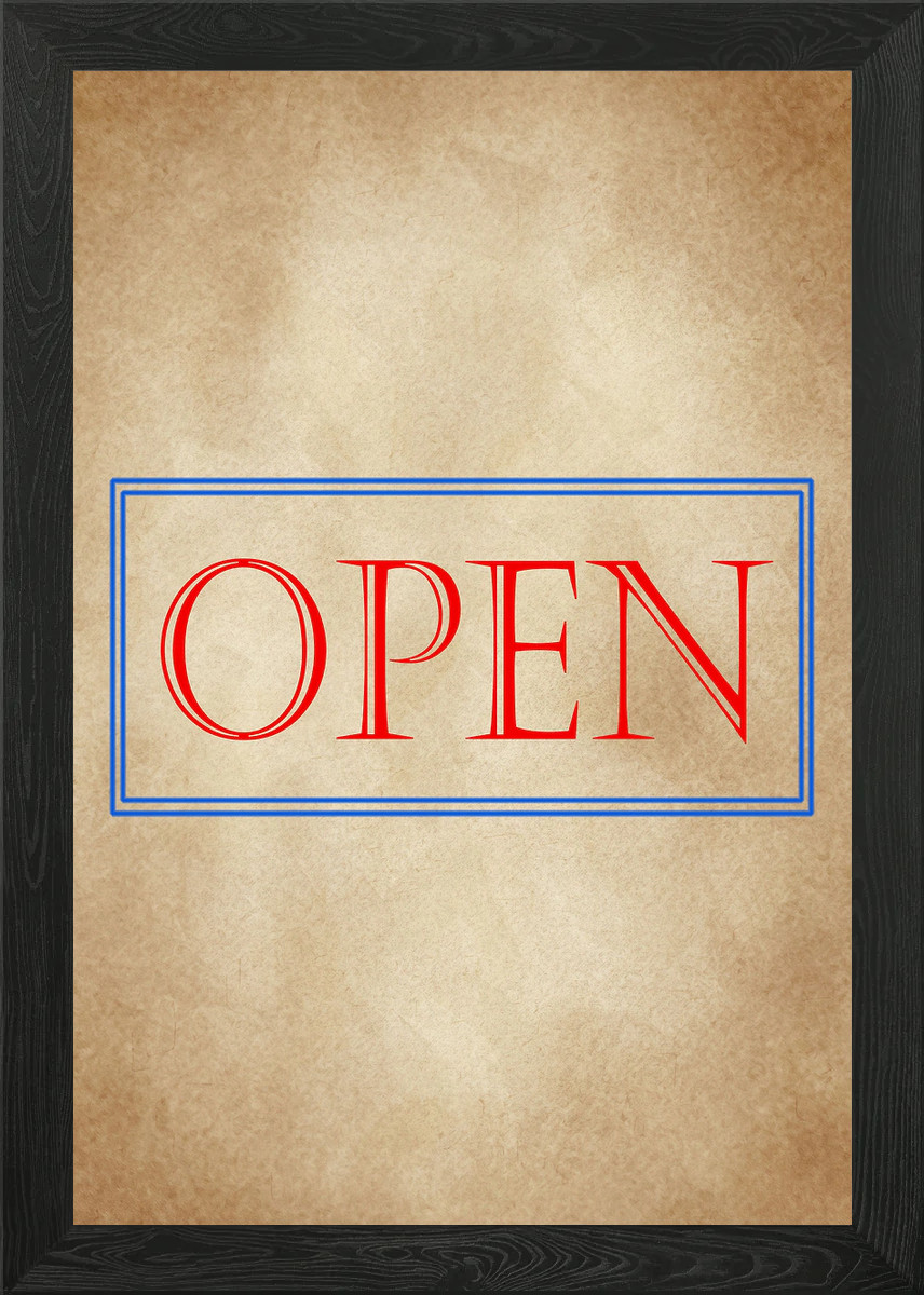 open Sign vintage Framed Wall Art Poster Canvas Print Picture