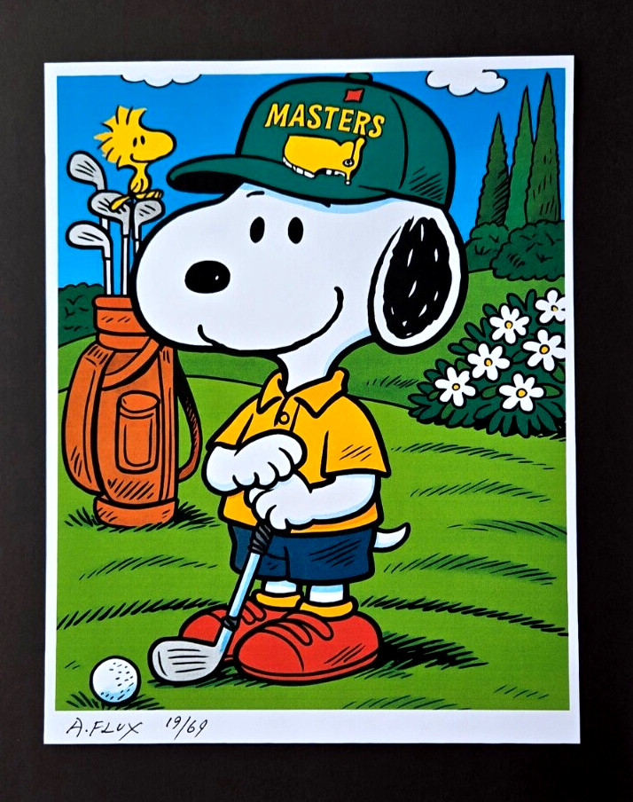 AIDAN FLUX | SNOOPY GOLF MASTER | AUGUSTA INSPIRED SIGNED WITH COA READY TO HANG