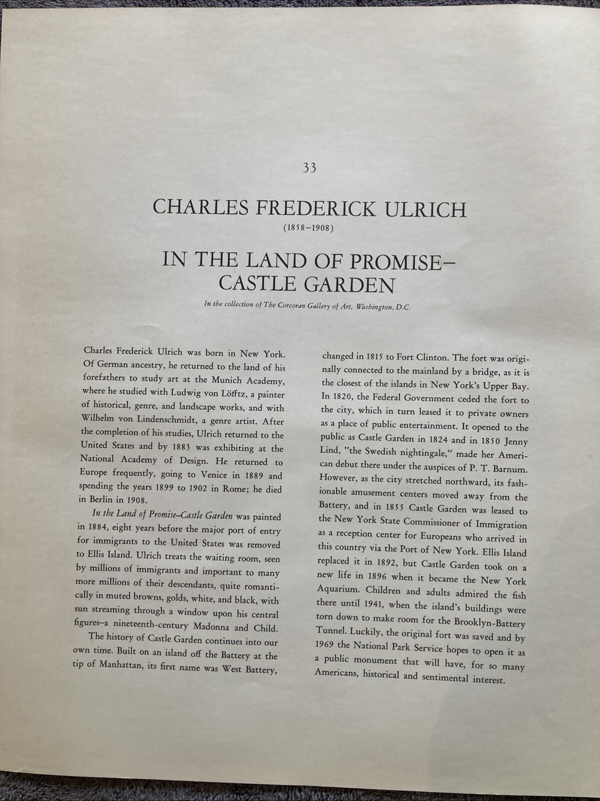In The Land Of The Promise Castle Garden (Charles F Ulrich) Lithograph Print