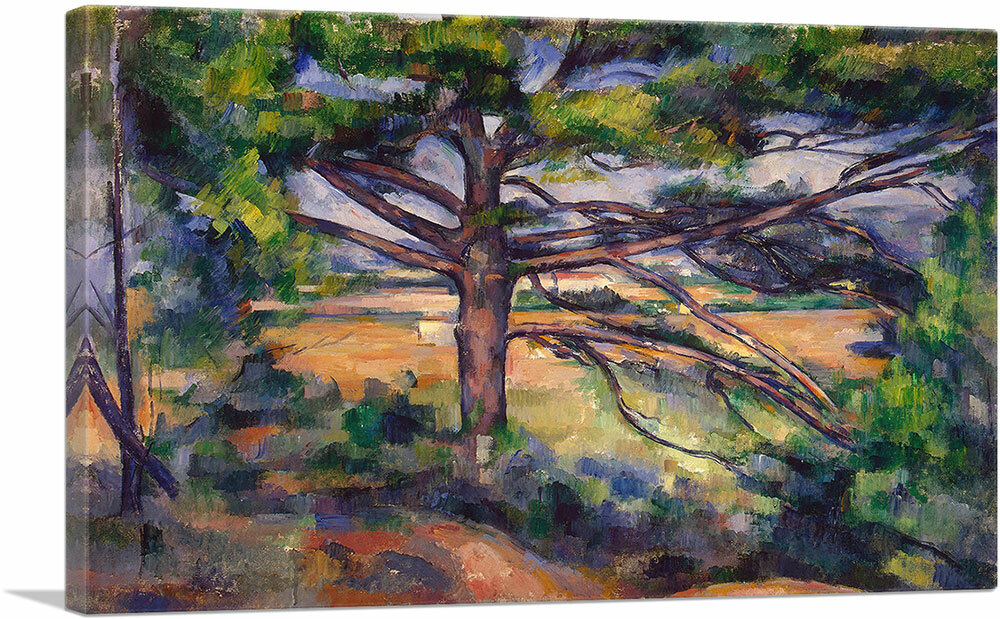 Great Pine Near Aix – Large Pine and Red Earth Canvas Art Print by Paul Cezanne
