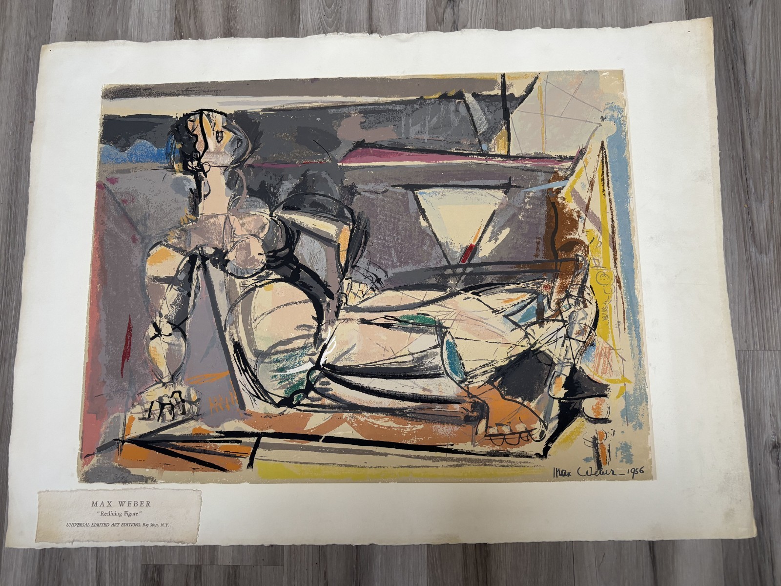 Max Weber Color Lithograph “Reclining Figure” 1956 Excellent