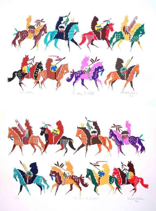 THIS MANY GO SWIFTLY I & II by Oglala Lakota artist Donald Ruleaux