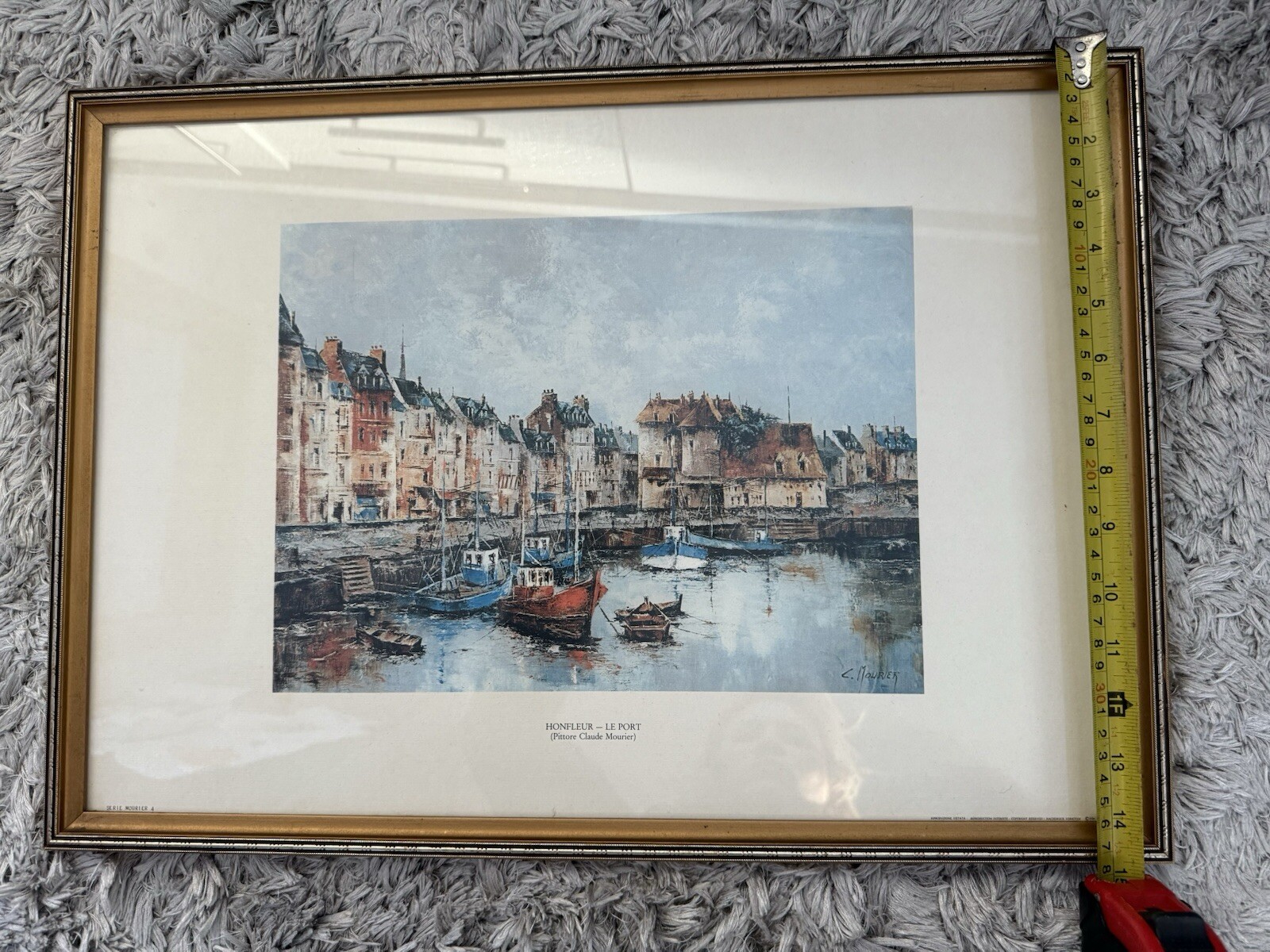 HAND PAINTED BY CLAUDE MOURIER 52×38 cm. HONFLEUR-LE PORT with frame